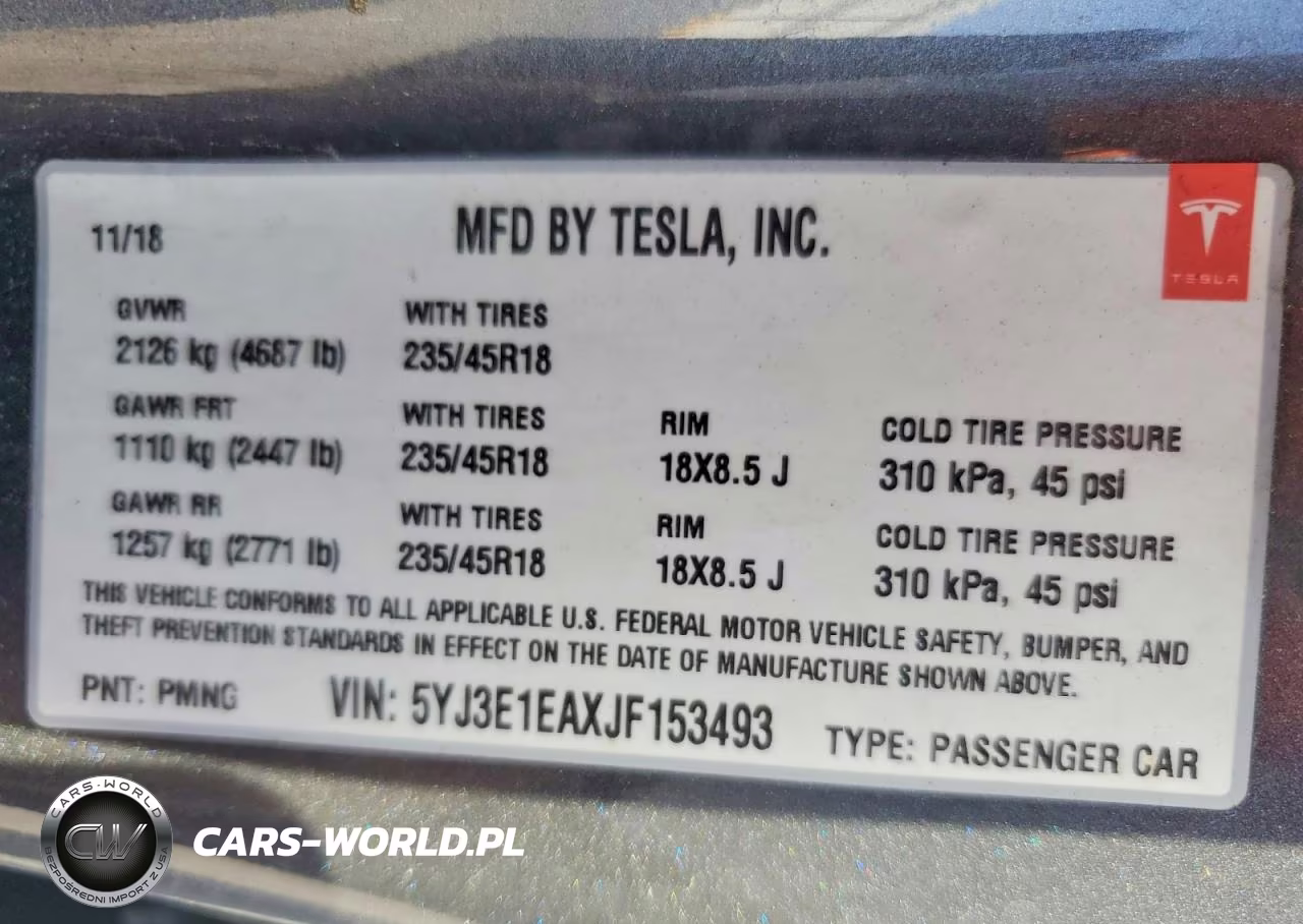 2018 Tesla Model 3 VIN:5YJ3E1EAXJF153493 - 12