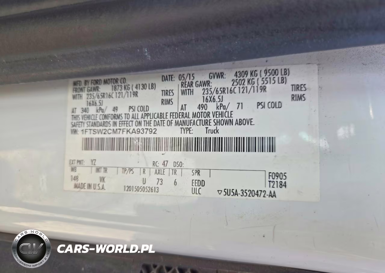 2015 Ford Transit T-350 VIN:1FTSW2CM7FKA93792 - 12