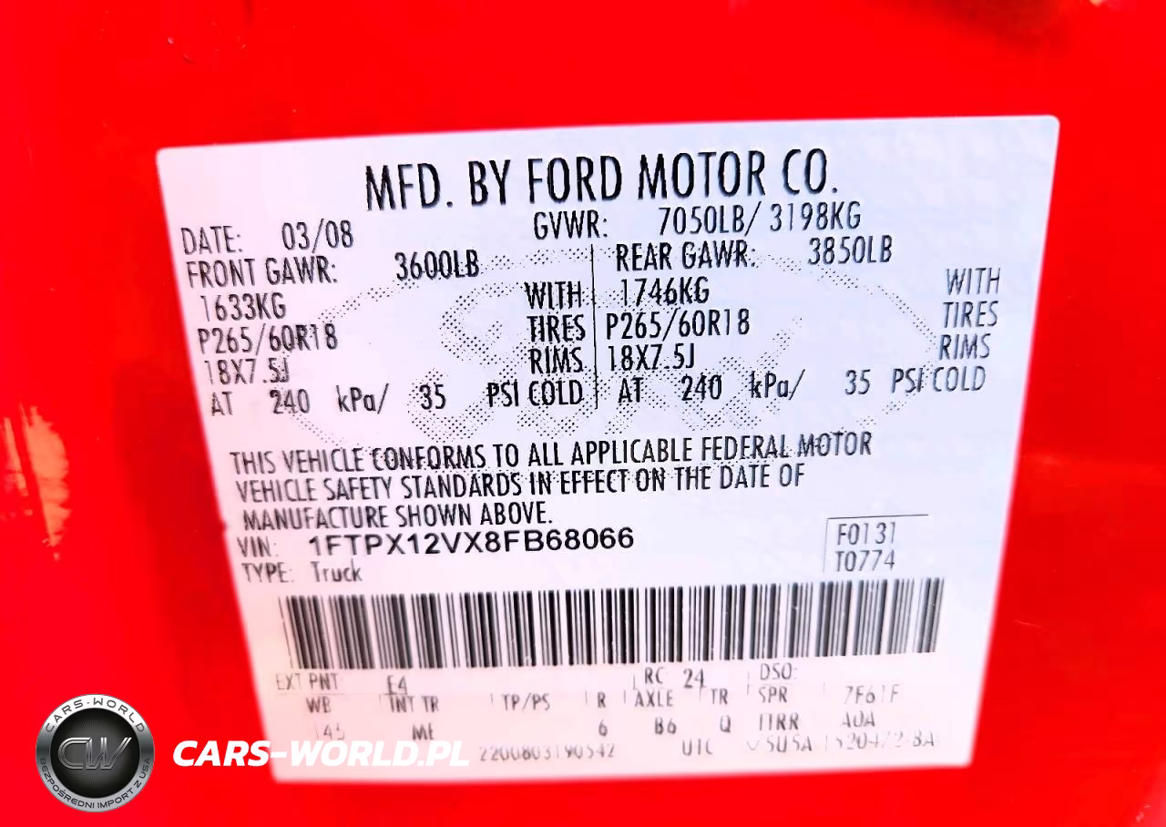2008 Ford F-150 Xlt VIN:1FTPX12VX8FB68066 - 12