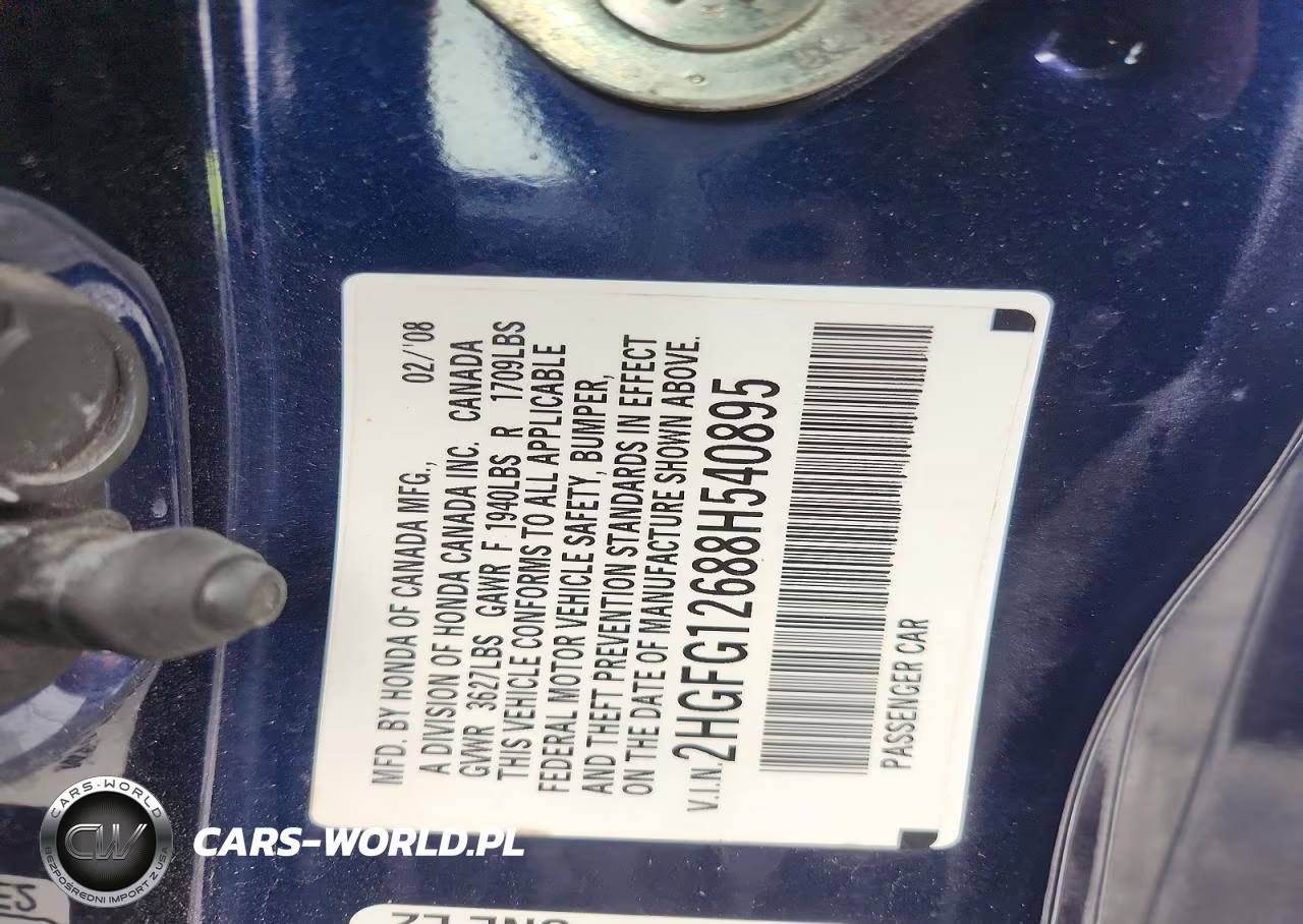 2008 Honda Civic Lx VIN:2HGFG12688H540895 - 12