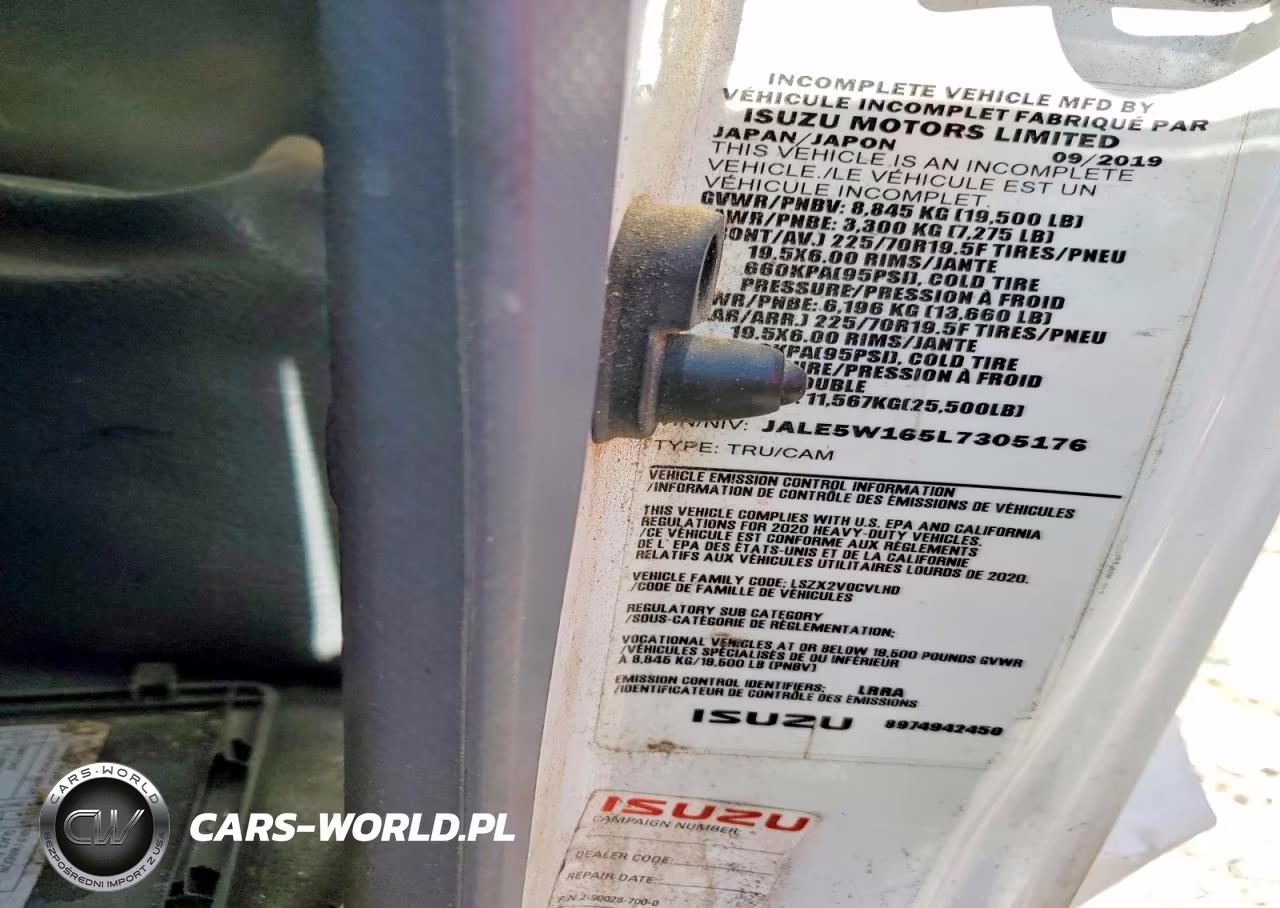 2020 Isuzu Nrr Box Truck VIN:JALE5W165L7305176 - 13