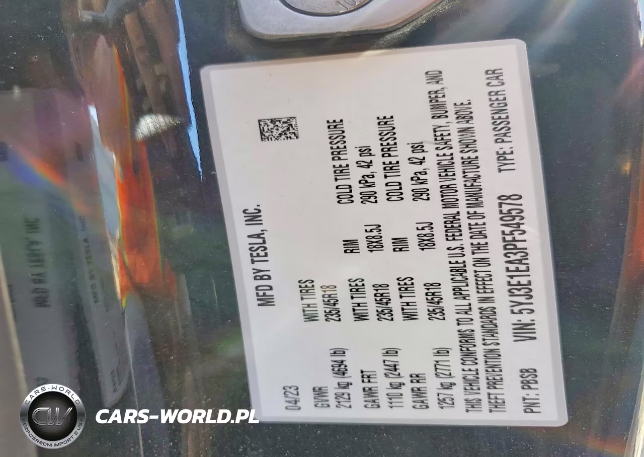 2023 Tesla Model 3 VIN:5YJ3E1EA3PF549578 - 12