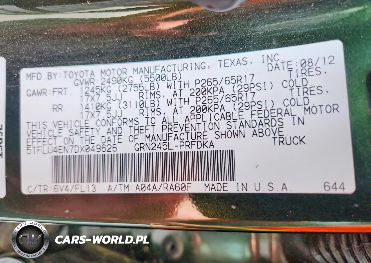 2013 Toyota Tacoma V6 VIN:5TFLU4EN7DX049626 - 12