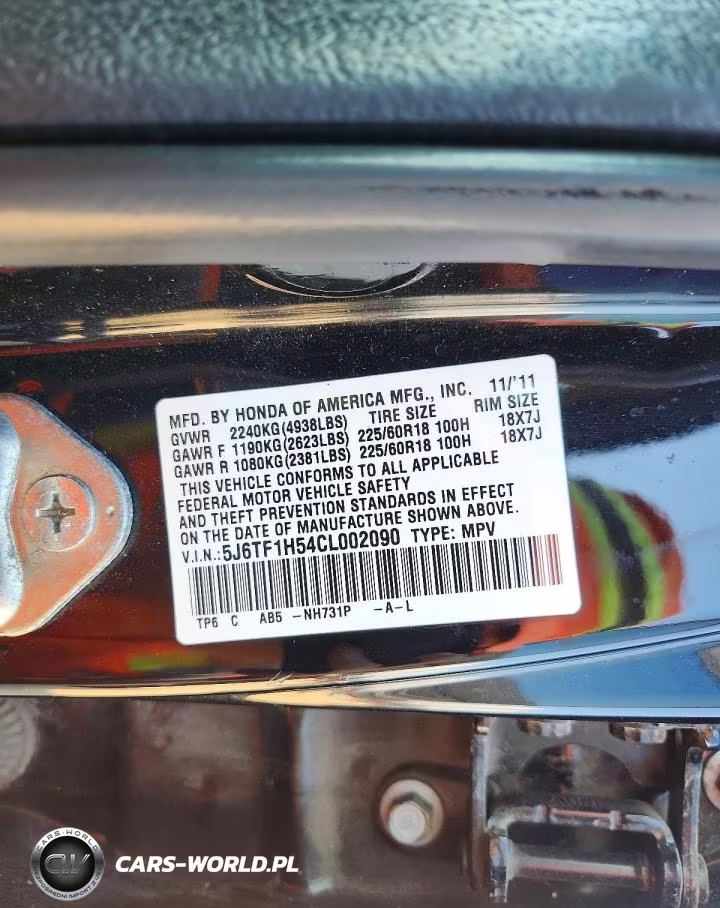 2012 Honda Crosstour Exl VIN:5J6TF1H54CL002090 - 12
