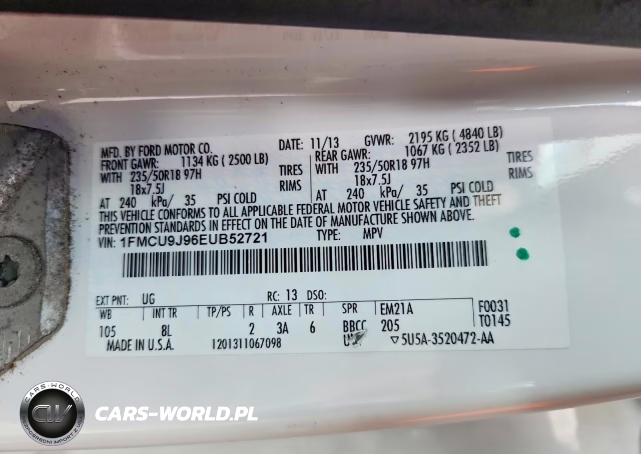 2014 Ford Escape Titanium VIN:1FMCU9J96EUB52721 - 13