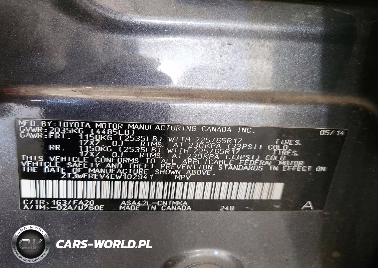 2014 Toyota Rav4 Xle VIN:2T3WFREV4EW102941 - 12