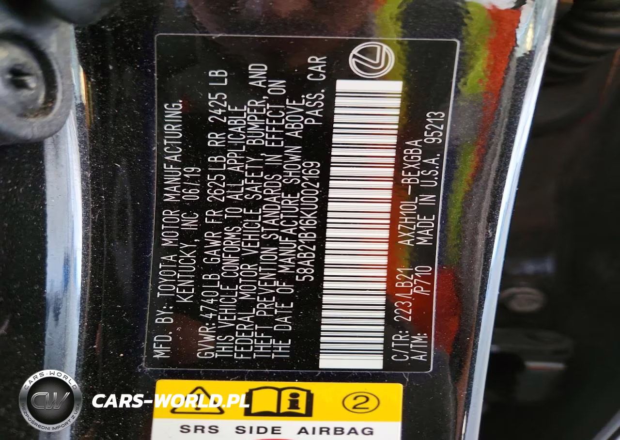 2019 Lexus Es 300H VIN:58AB21B16KU002169 - 12