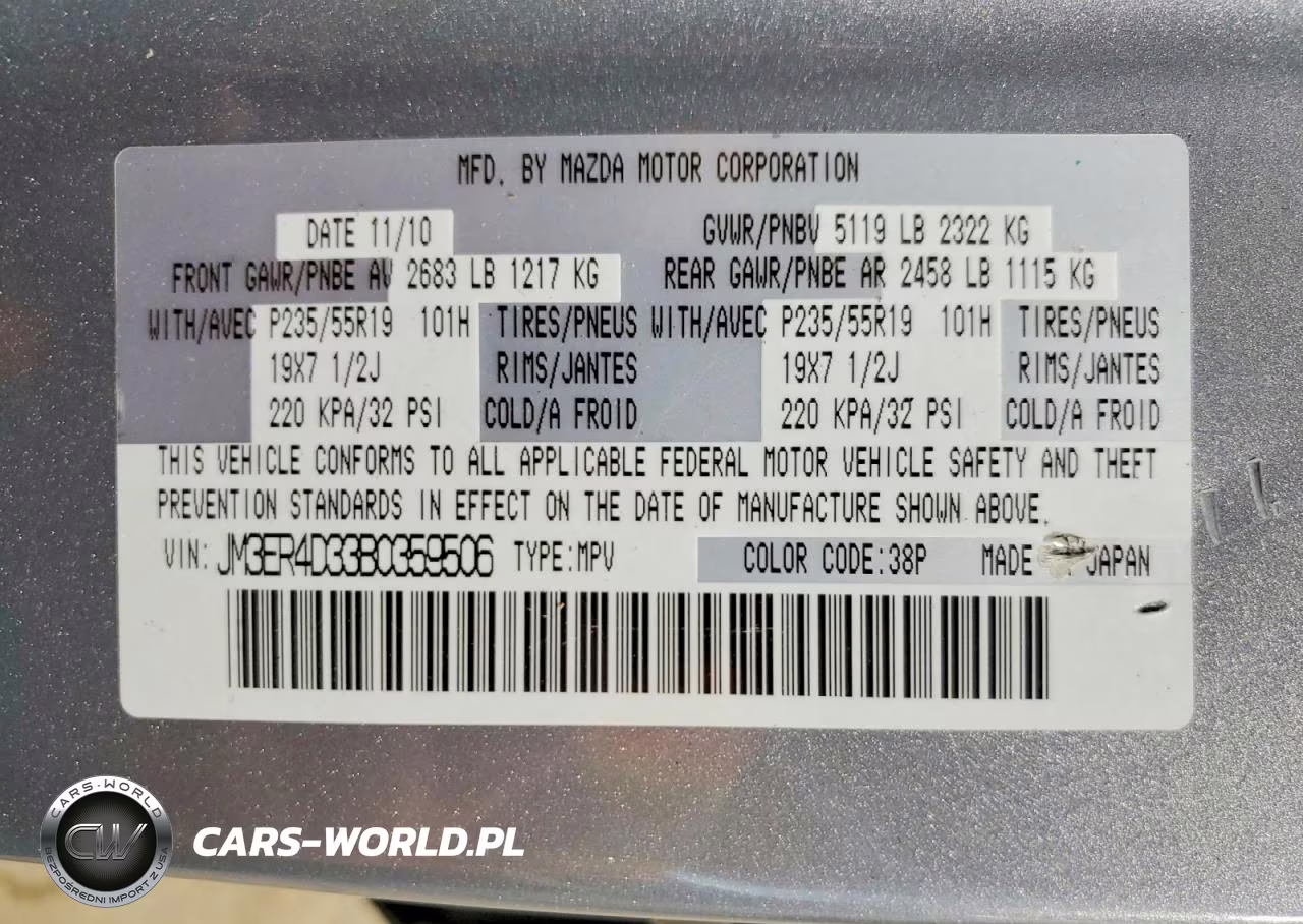 2011 Mazda Cx-7 VIN:JM3ER4D33B0359506 - 13