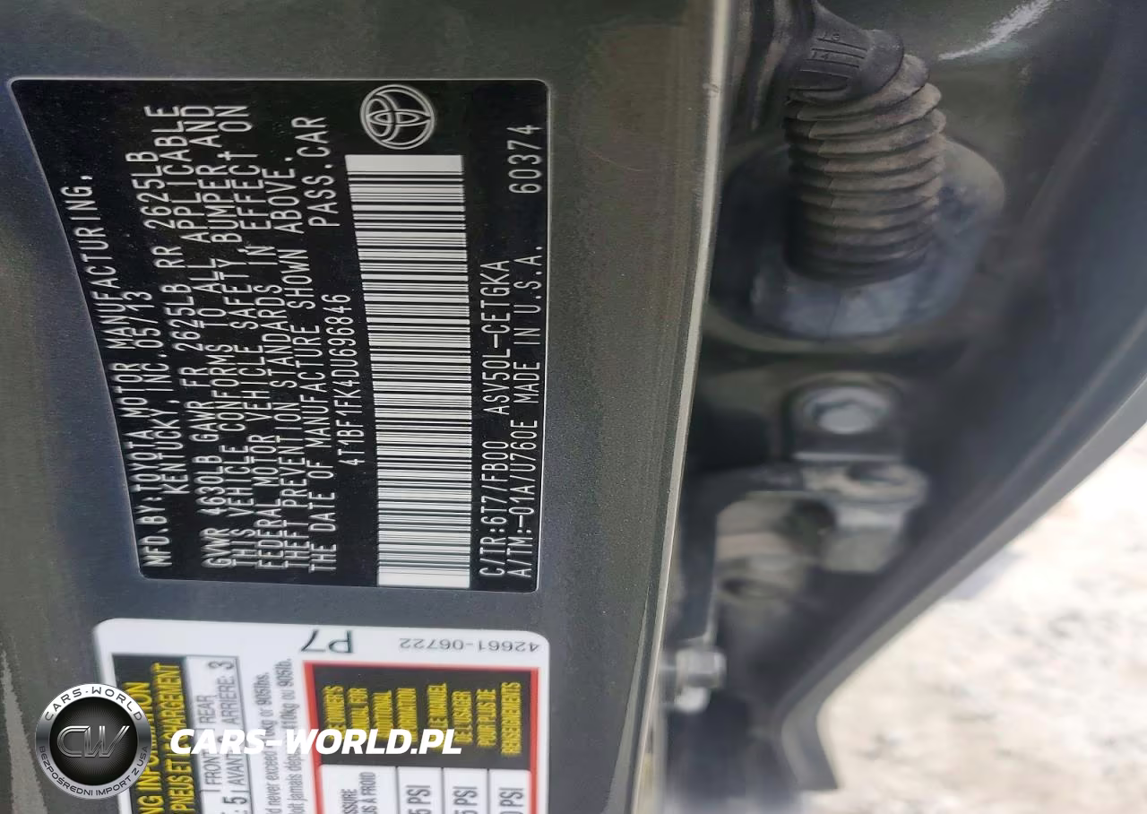 2013 Toyota Camry Xle VIN:4T1BF1FK4DU696846 - 13