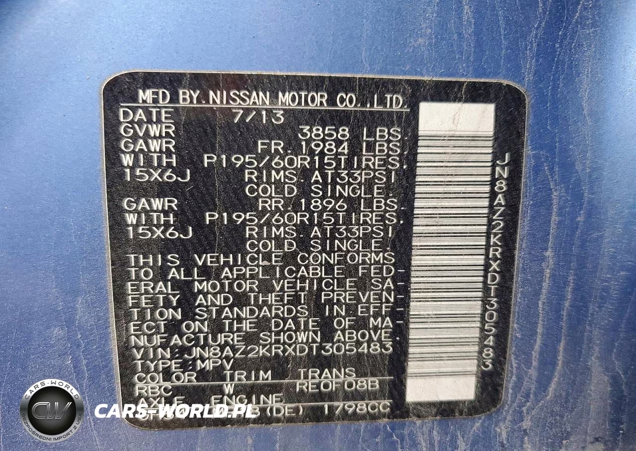 2013 Nissan Cube 1.8 S VIN:JN8AZ2KRXDT305483 - 13