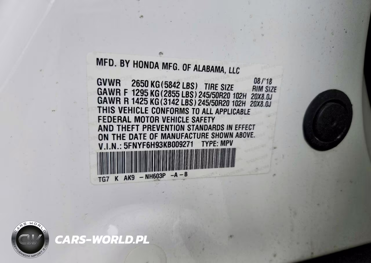 2019 Honda Pilot Touring VIN:5FNYF6H93KB009271 - 13