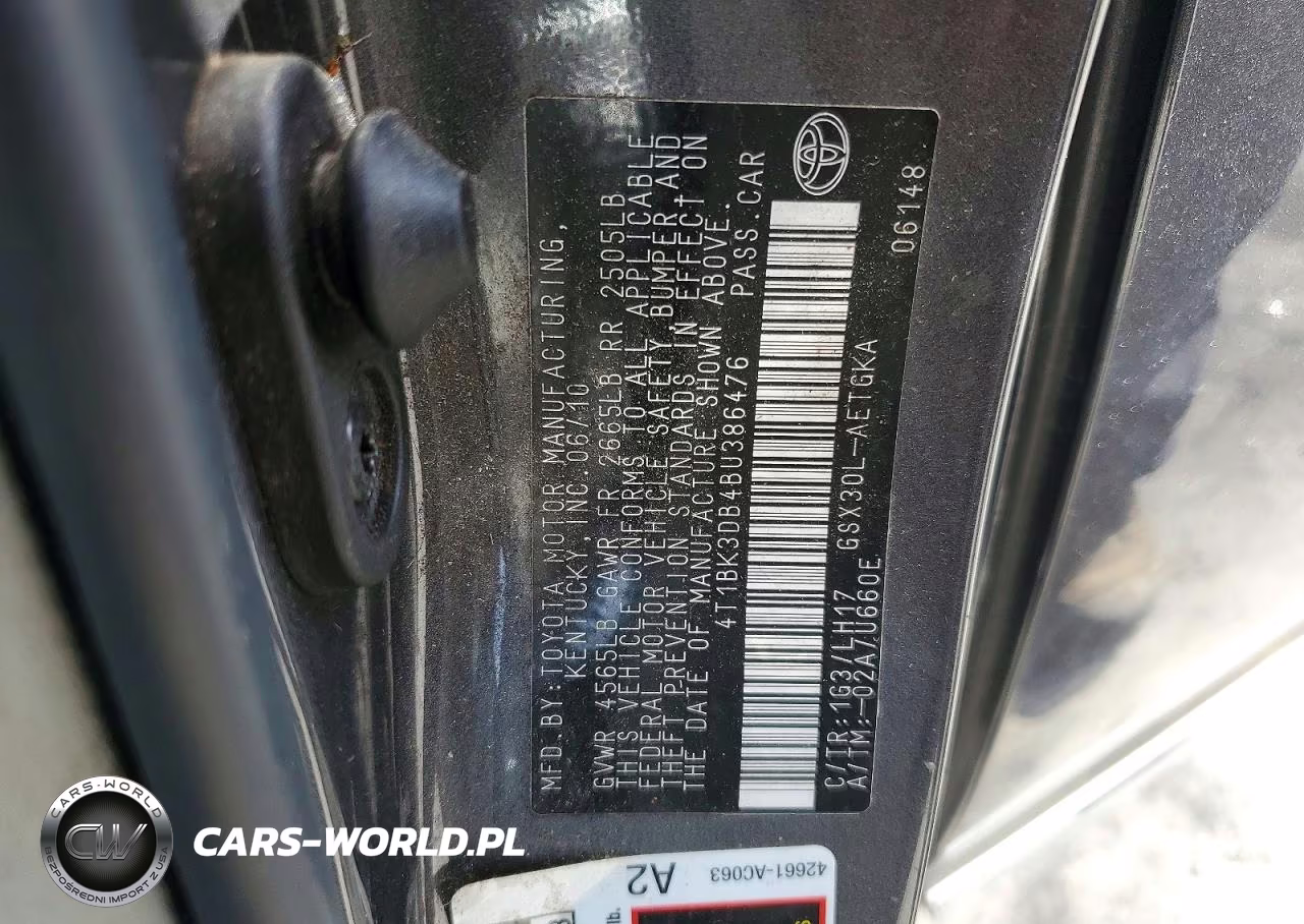 2011 Toyota Avalon Base VIN:4T1BK3DB4BU386476 - 12