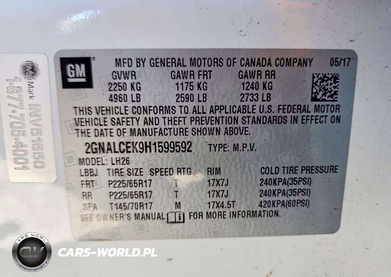 2017 Chevrolet Equinox Lt VIN:2GNALCEK9H1599592 - 14