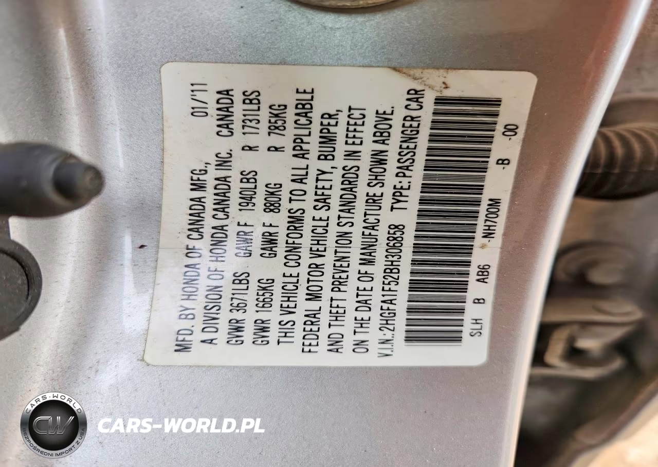 2011 Honda Civic Lx VIN:2HGFA1F52BH306858 - 12