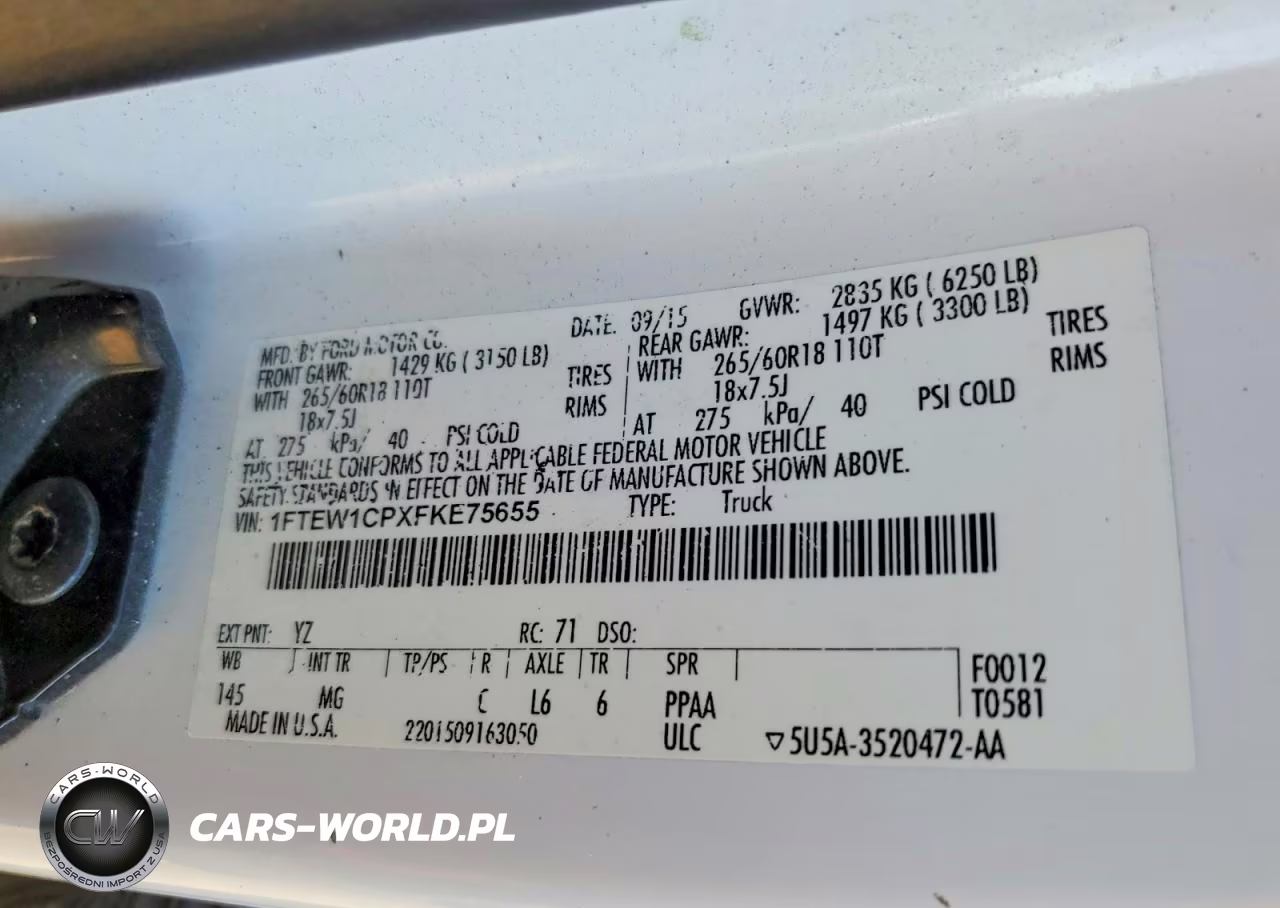 2015 Ford F150 Supercrew VIN:1FTEW1CPXFKE75655 - 12