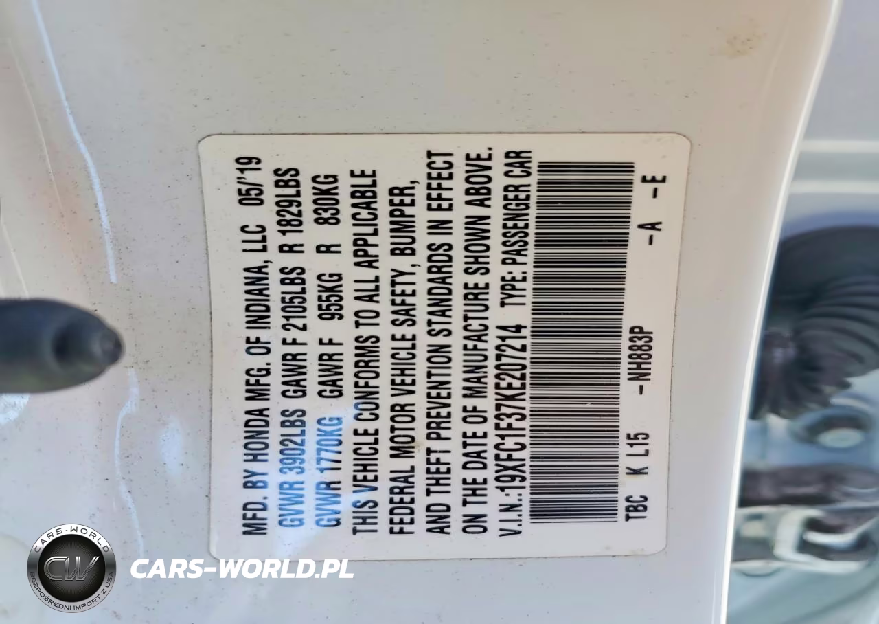 2019 Honda Civic Ex VIN:19XFC1F37KE207214 - 12