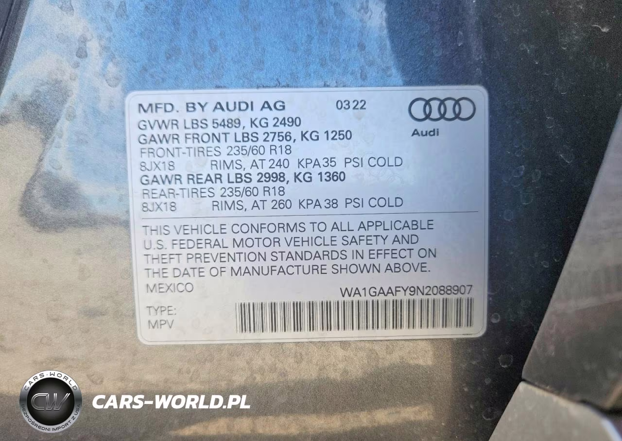 2022 Audi Q5 Premium 45 VIN:WA1GAAFY9N2088907 - 12