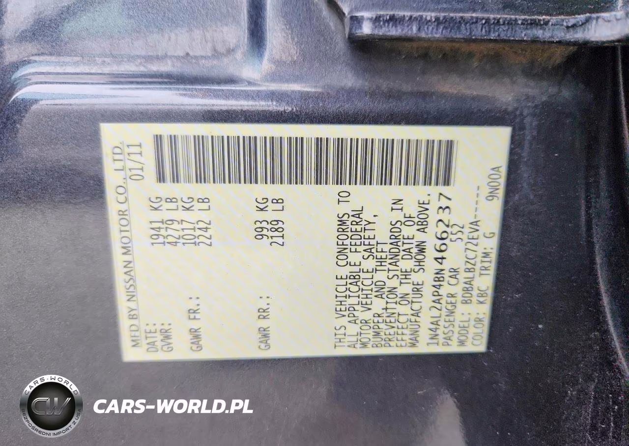 2011 Nissan Altima 2.5 VIN:1N4AL2AP4BN466237 - 12