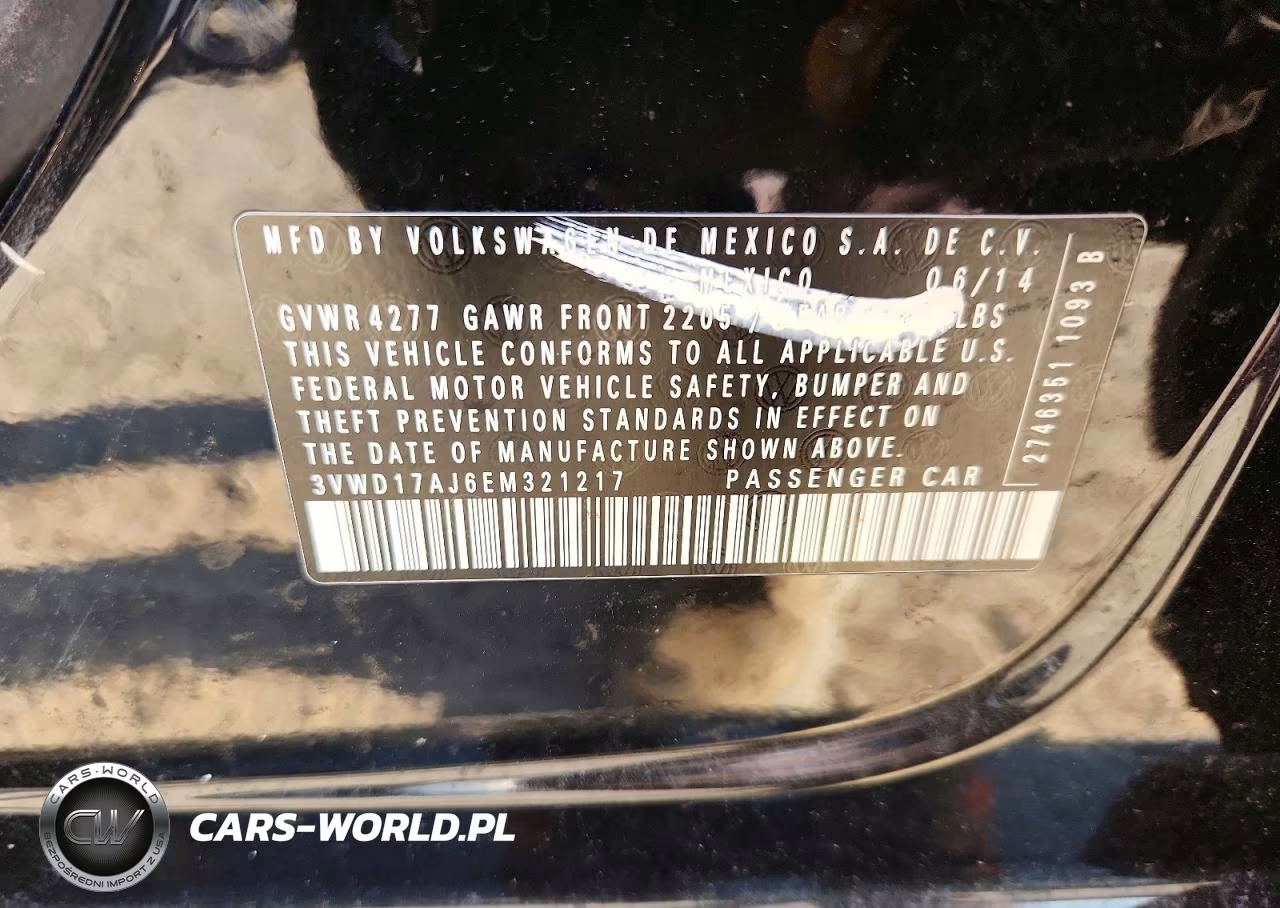 2014 Volkswagen Jetta Se VIN:3VWD17AJ6EM321217 - 12