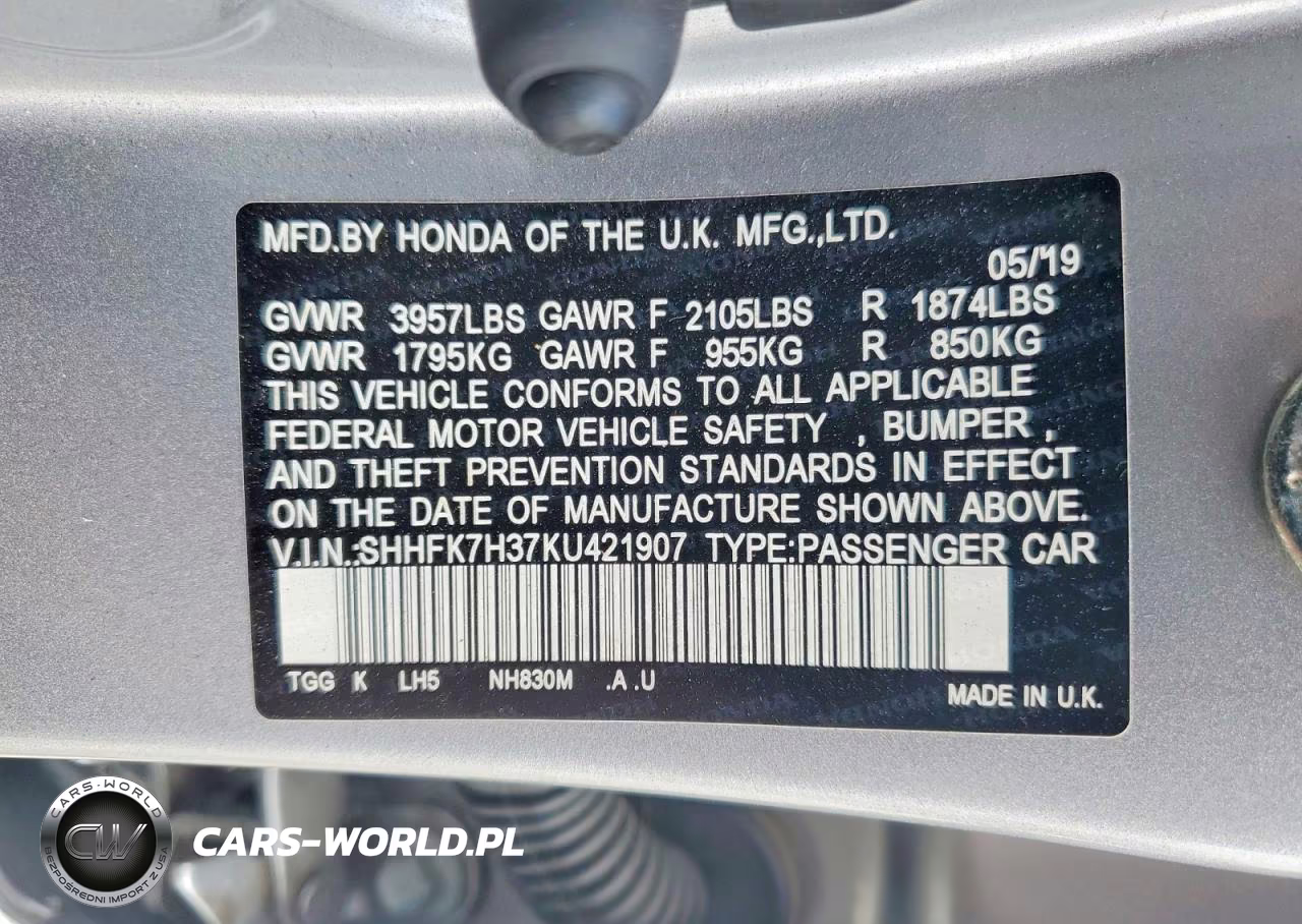 2019 Honda Civic Lx VIN:SHHFK7H37KU421907 - 12
