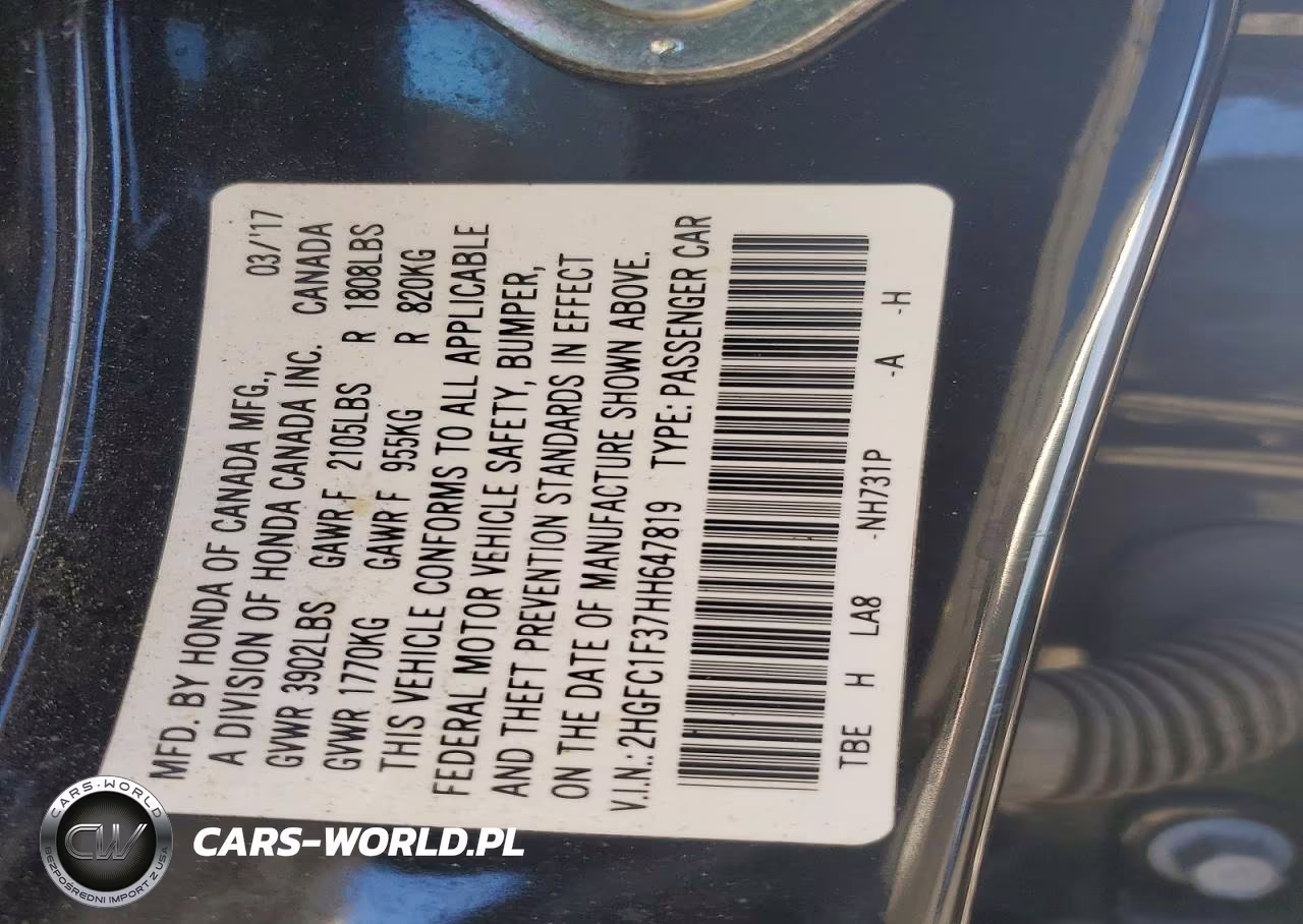 2017 Honda Civic Ex VIN:2HGFC1F37HH647819 - 12