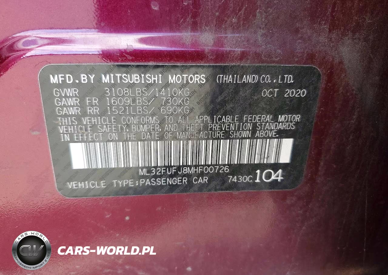 2021 Mitsubishi Mirage G4 Es VIN:ML32FUFJ8MHF00726 - 12