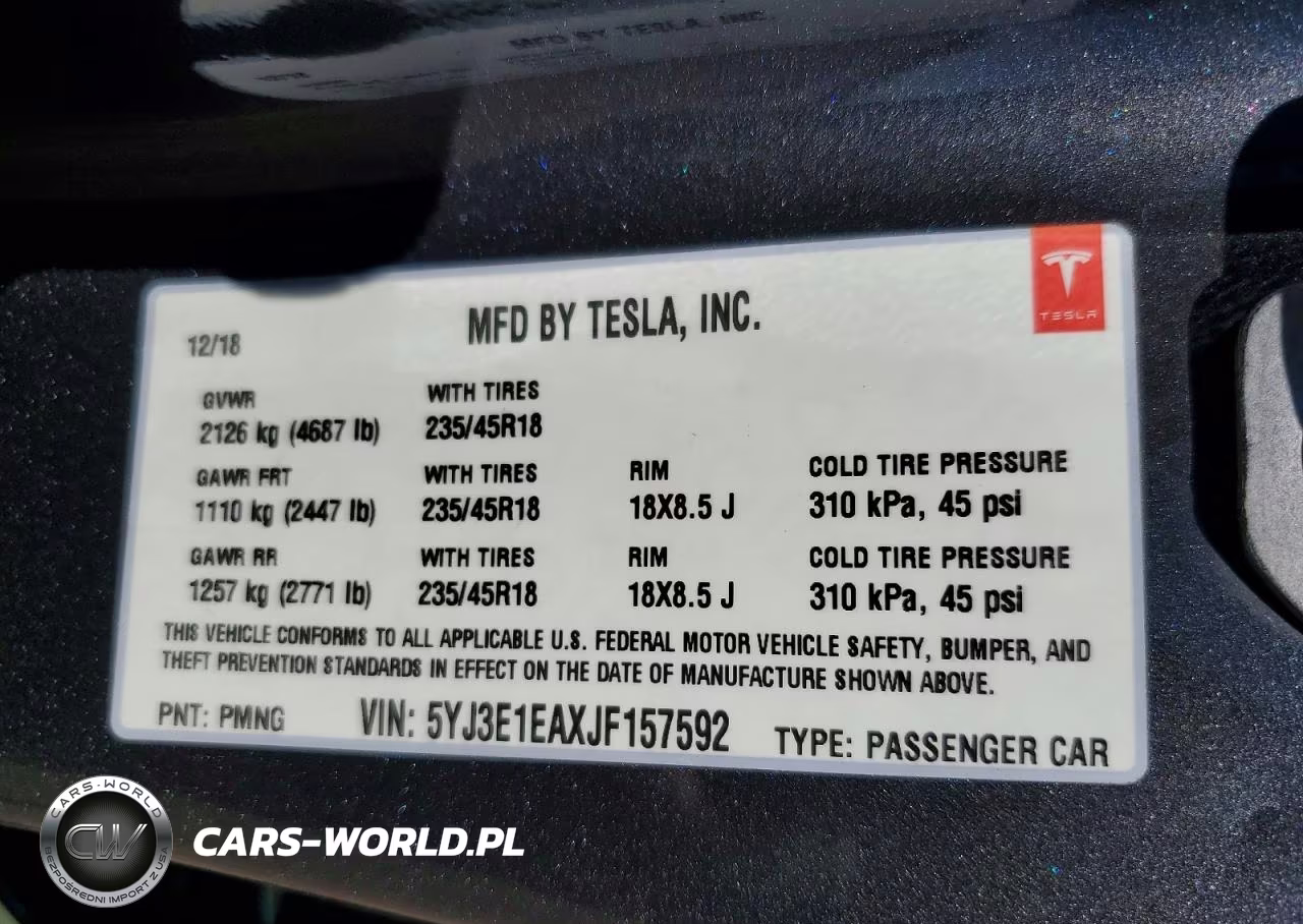 2018 Tesla Model 3 VIN:5YJ3E1EAXJF157592 - 12