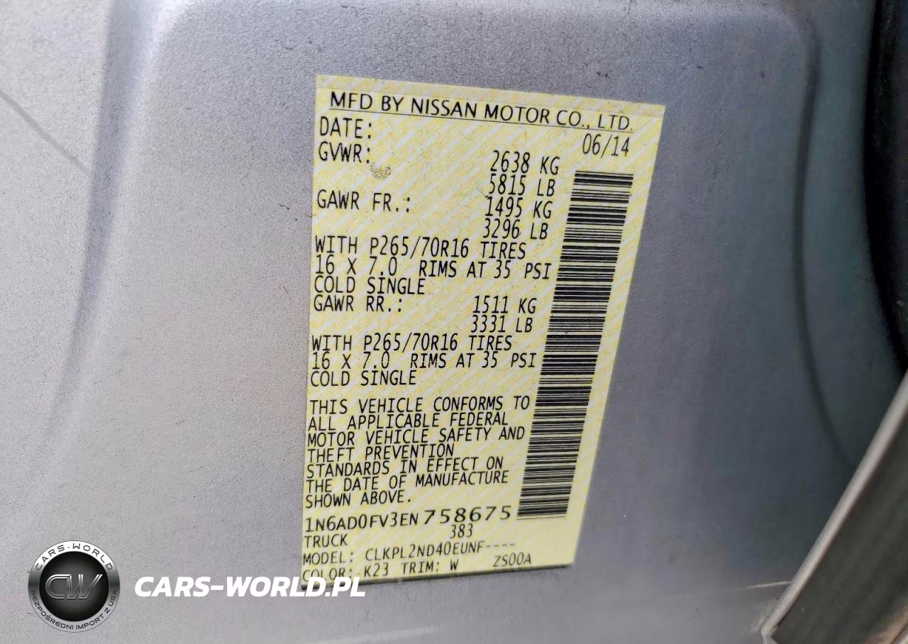 2014 Nissan Frontier Sv VIN:1N6AD0FV3EN758675 - 12