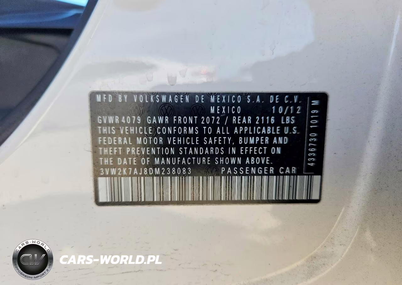 2013 Volkswagen Jetta Base VIN:3VW2K7AJ8DM238083 - 12