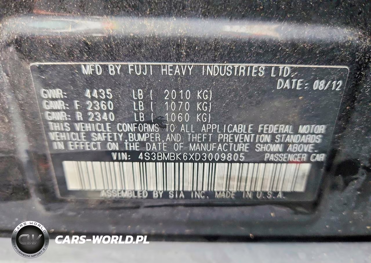 2013 Subaru Legacy 2.5I Limited VIN:4S3BMBK6XD3009805 - 13