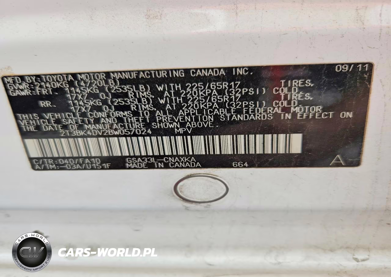 2011 Toyota Rav4 Base VIN:2T3BK4DV2BW057024 - 13