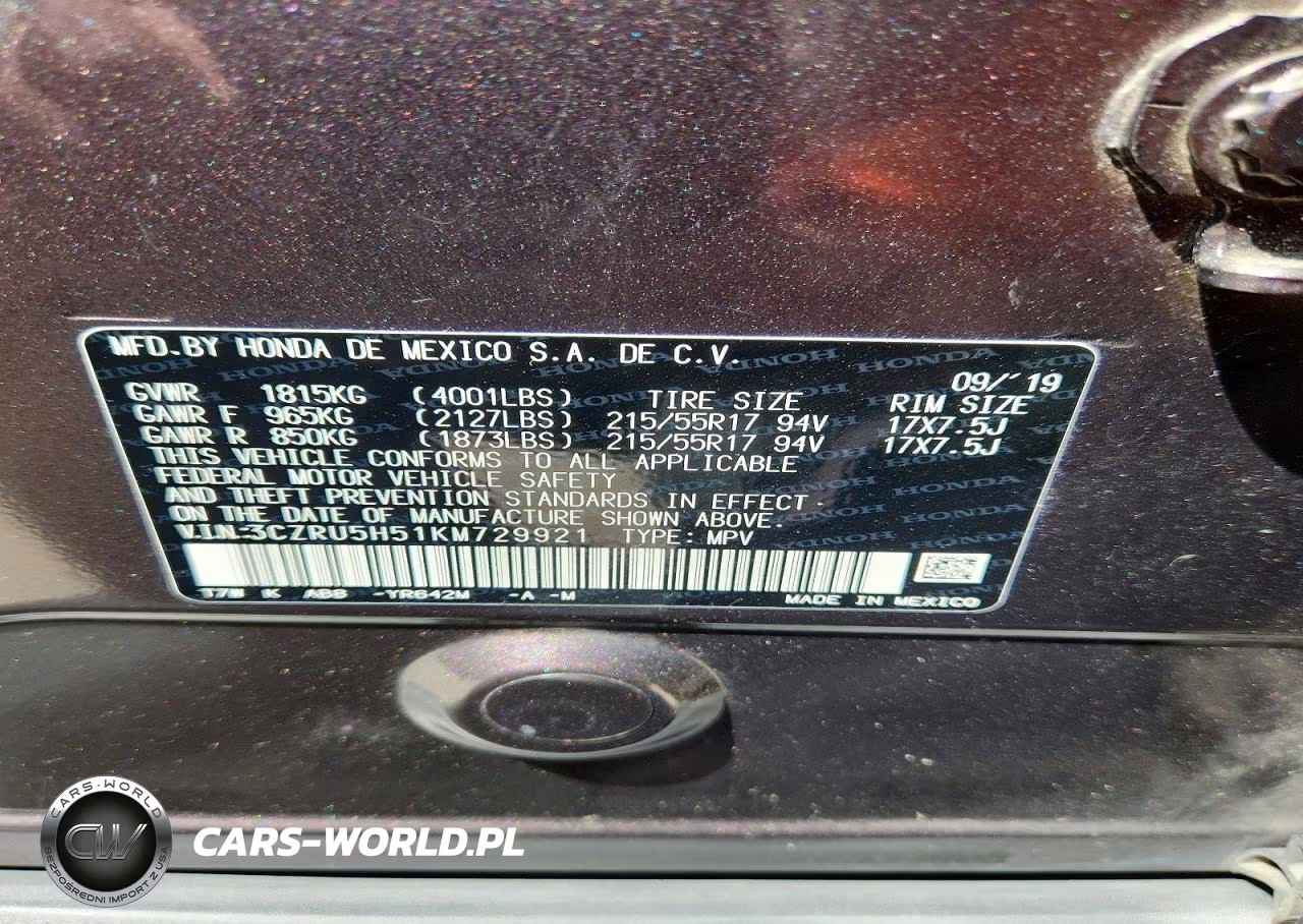 2019 Honda Hr-V Ex VIN:3CZRU5H51KM729921 - 13
