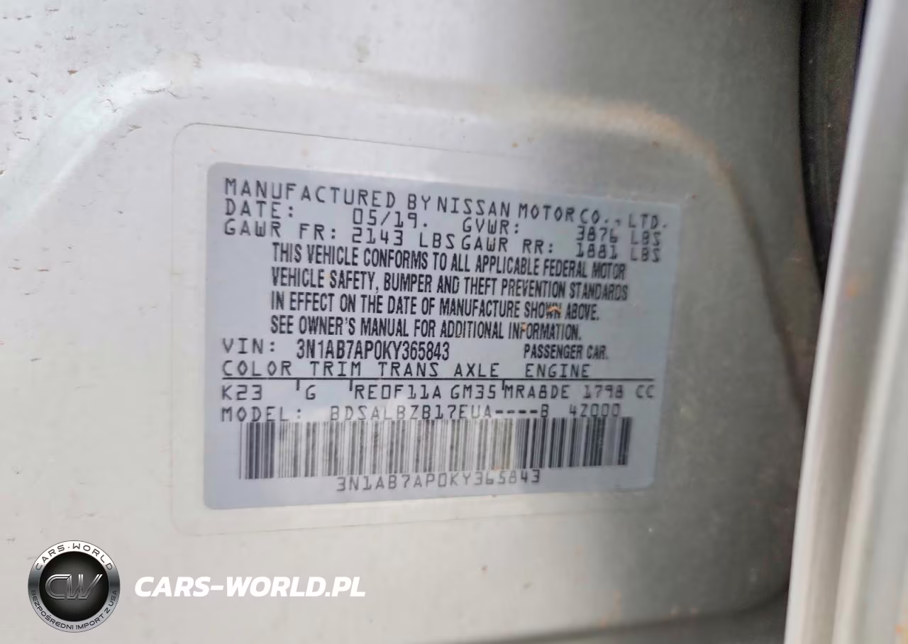 2019 Nissan Sentra S VIN:3N1AB7AP0KY365843 - 13