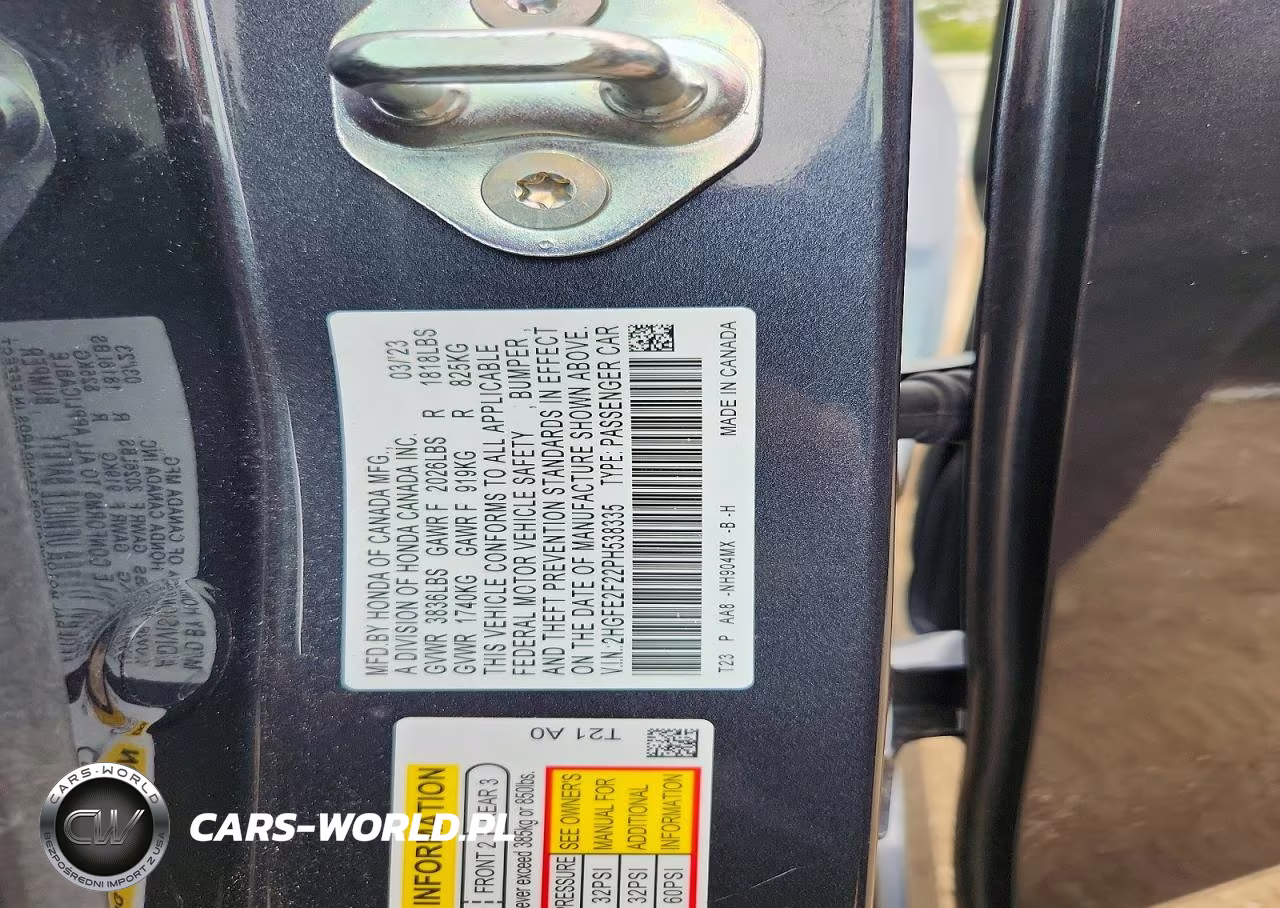 2023 Honda Civic Lx VIN:2HGFE2F22PH538335 - 12