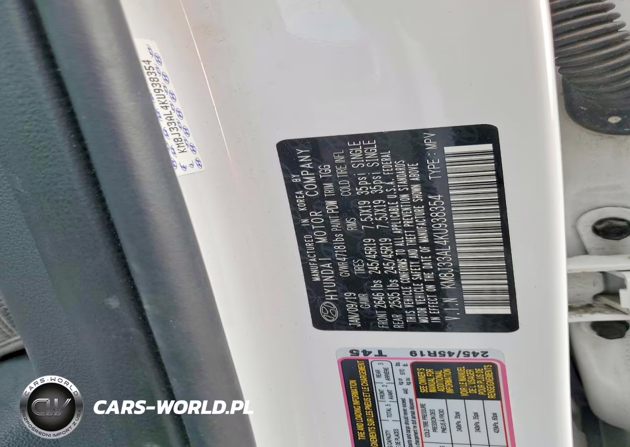2019 Hyundai Tucson Sport VIN:KM8J33AL4KU938354 - 13