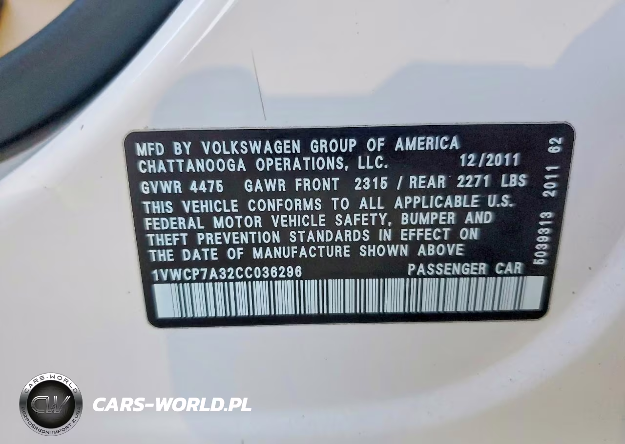 2012 Volkswagen Passat Sel VIN:1VWCP7A32CC036296 - 13