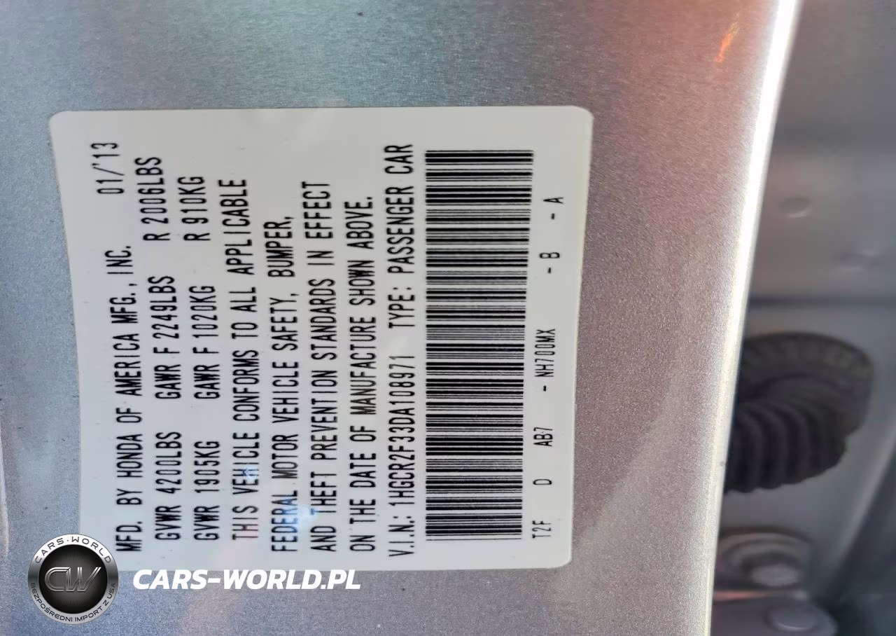 2013 Honda Accord Lx VIN:1HGCR2F33DA108971 - 12