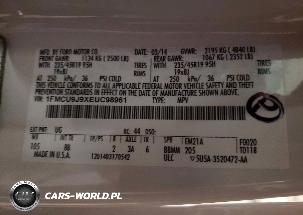 2014 Ford Escape Titanium VIN:1FMCU9J9XEUC98961 - 13