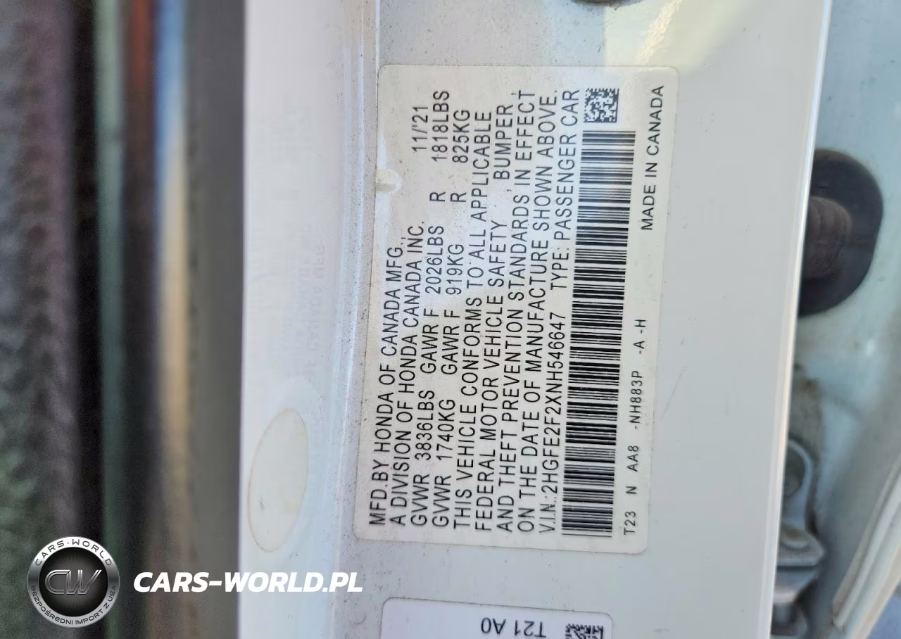 2022 Honda Civic Lx VIN:2HGFE2F2XNH546647 - 12