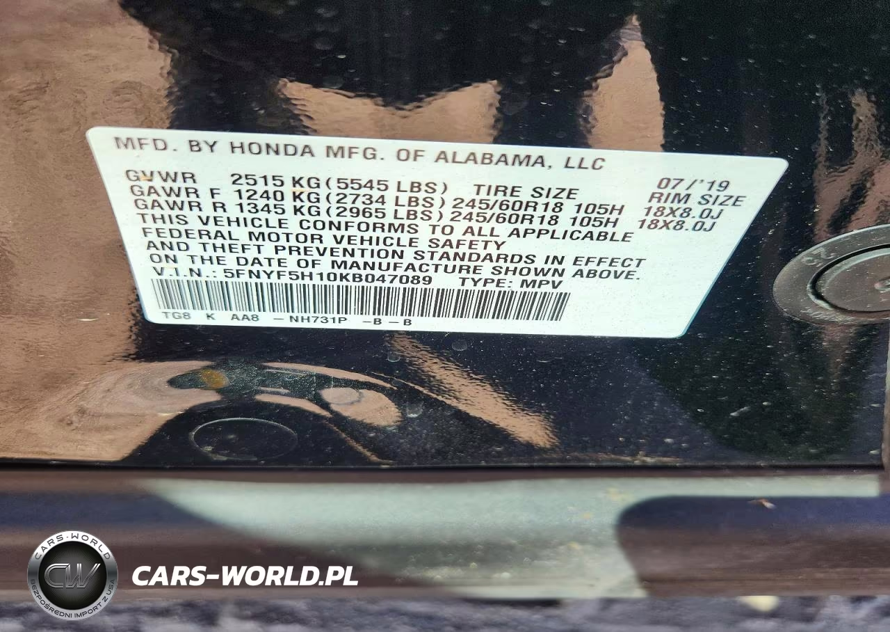 2019 Honda Pilot Lx VIN:5FNYF5H10KB047089 - 13