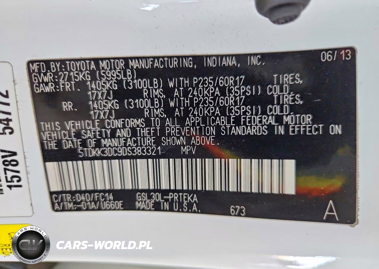 2013 Toyota Sienna Le VIN:5TDKK3DC9DS383321 - 13