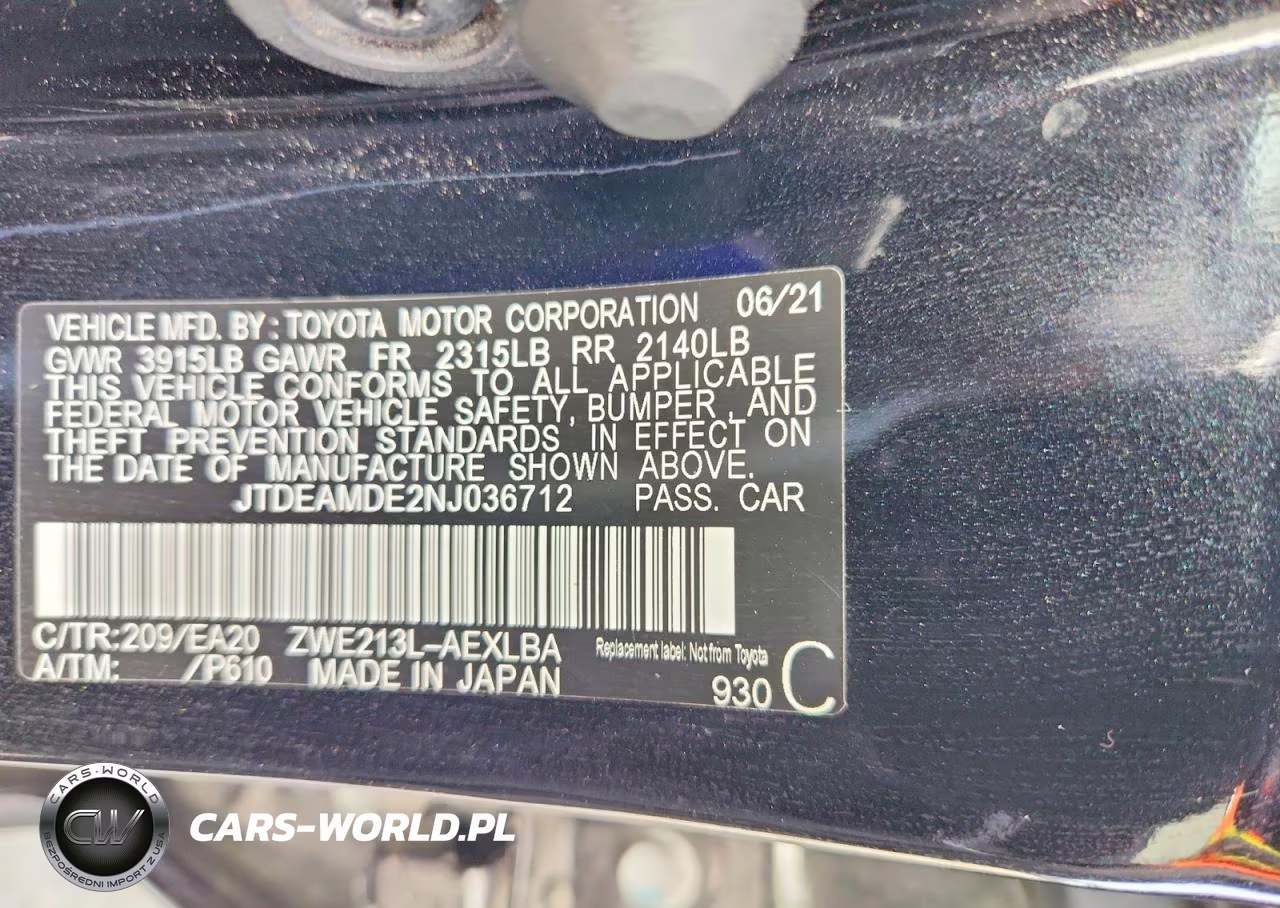 2022 Toyota Corolla Le VIN:JTDEAMDE2NJ036712 - 12