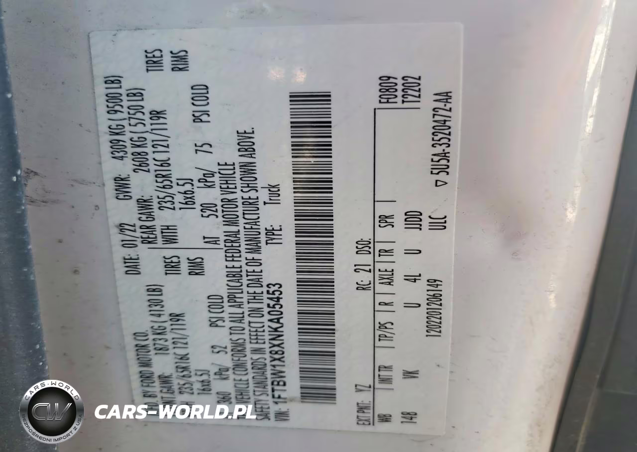 2022 Ford Transit T-350 Delivery Van VIN:1FTBW1X8XNKA05453 - 13