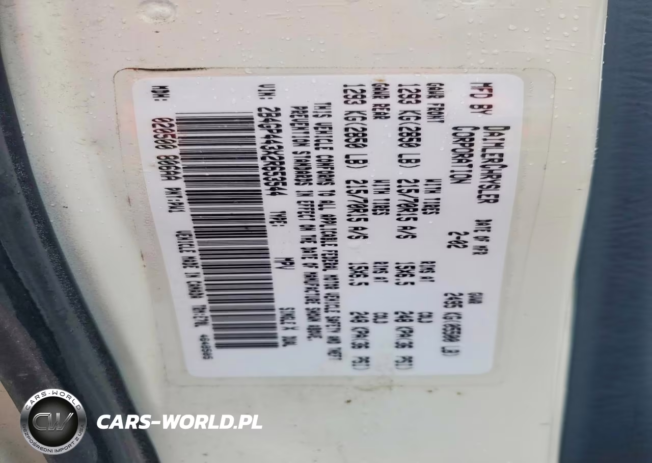 2002 Dodge Grand Caravan Sport VIN:2B4GP443X2R653544 - 13