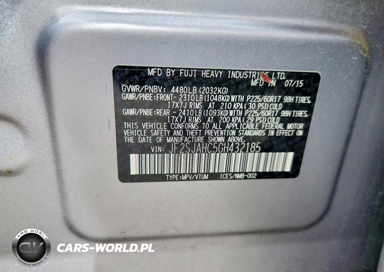 2016 Subaru Forester 2.5I Limited VIN:JF2SJAHC5GH432185 - 13