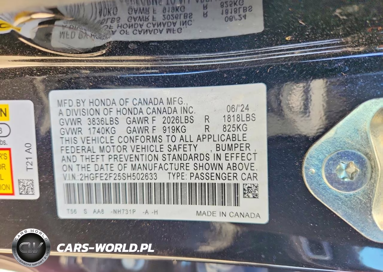 2025 Honda Civic Lx VIN:2HGFE2F25SH502633 - 13