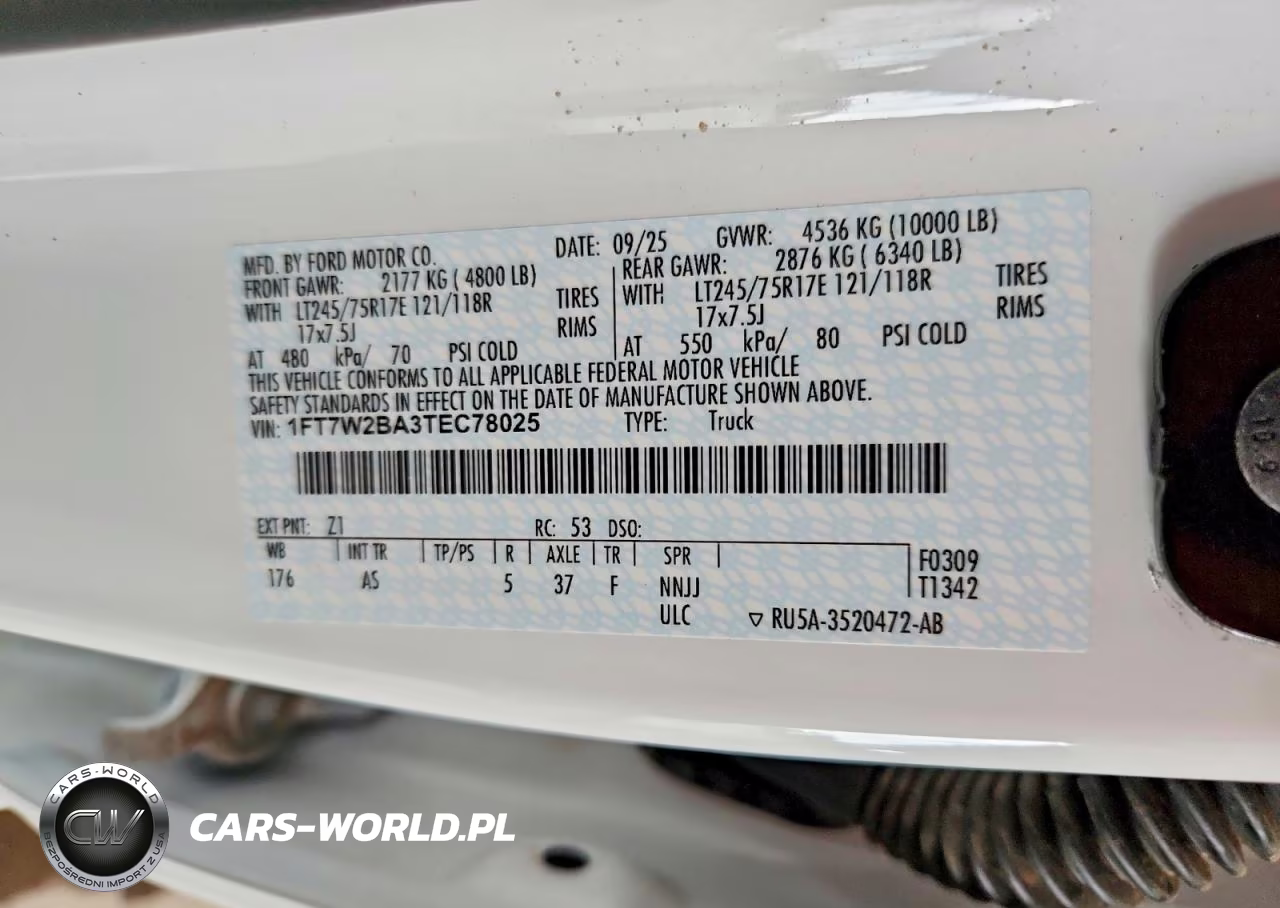 2026 Ford F250 Super Duty VIN:1FT7W2BA3TEC78025 - 12