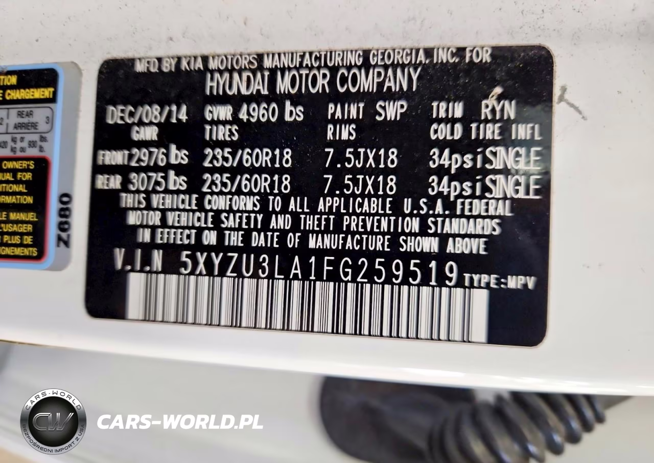 2015 Hyundai Santa Fe Sport 2.0T VIN:5XYZU3LA1FG259519 - 13