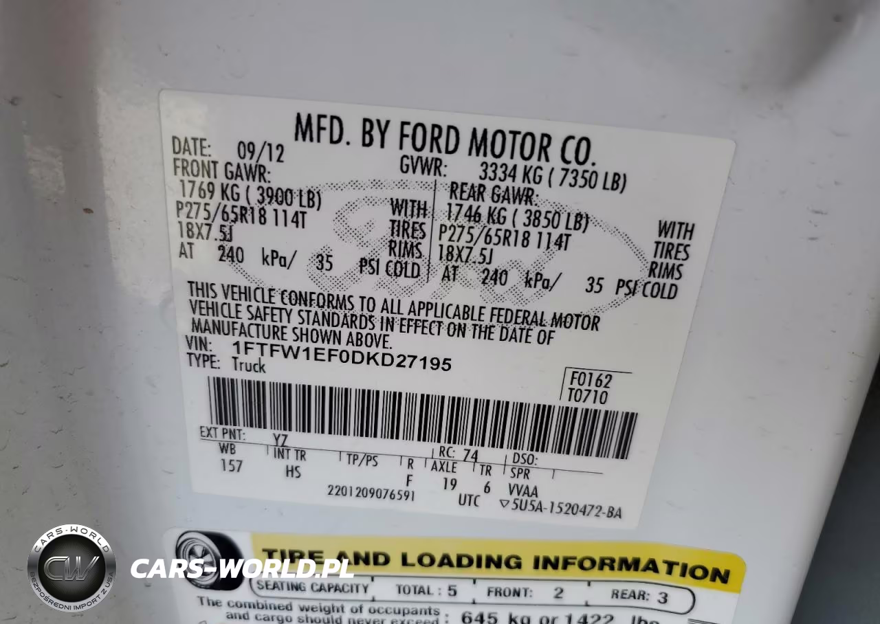 2013 Ford F150 Supercrew VIN:1FTFW1EF0DKD27195 - 12