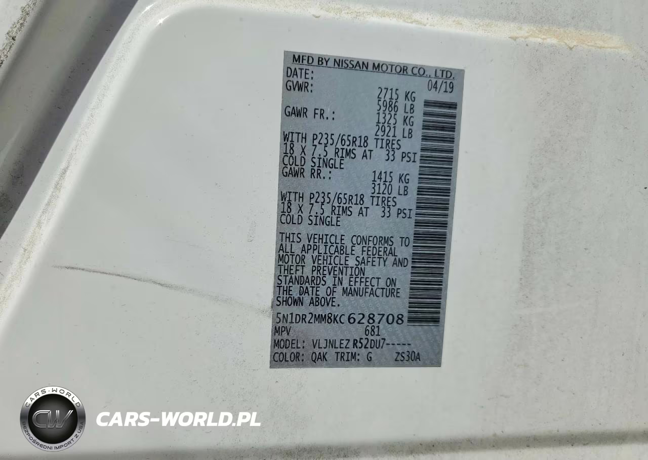 2019 Nissan Pathfinder Sv VIN:5N1DR2MM8KC628708 - 13